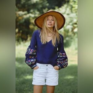 Anthropologie Maeve Sonja Embroidered Blouse